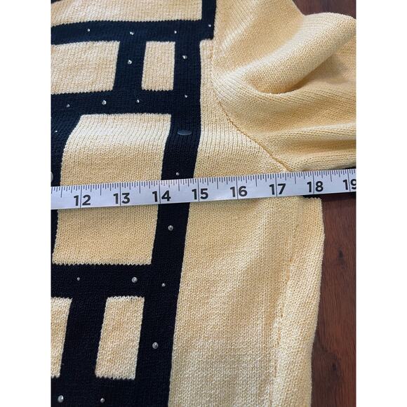 J.S.S knit ware jacket/ blazer sm yellow/ black wool blend button up timeless - Picture 8 of 8